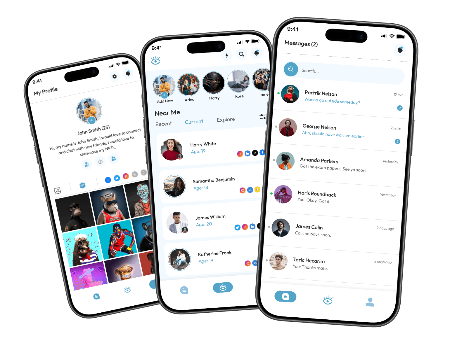 OnSite Social app screens